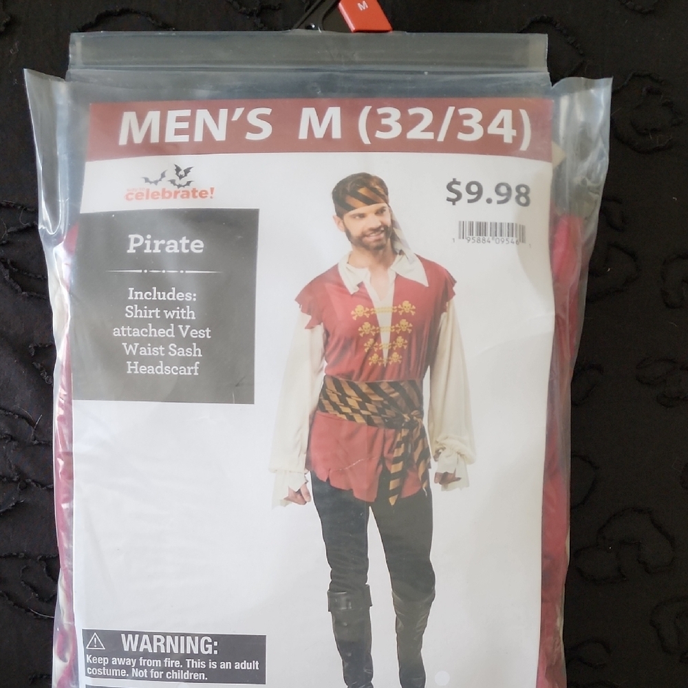 Mens Pirate Costume - Red and White